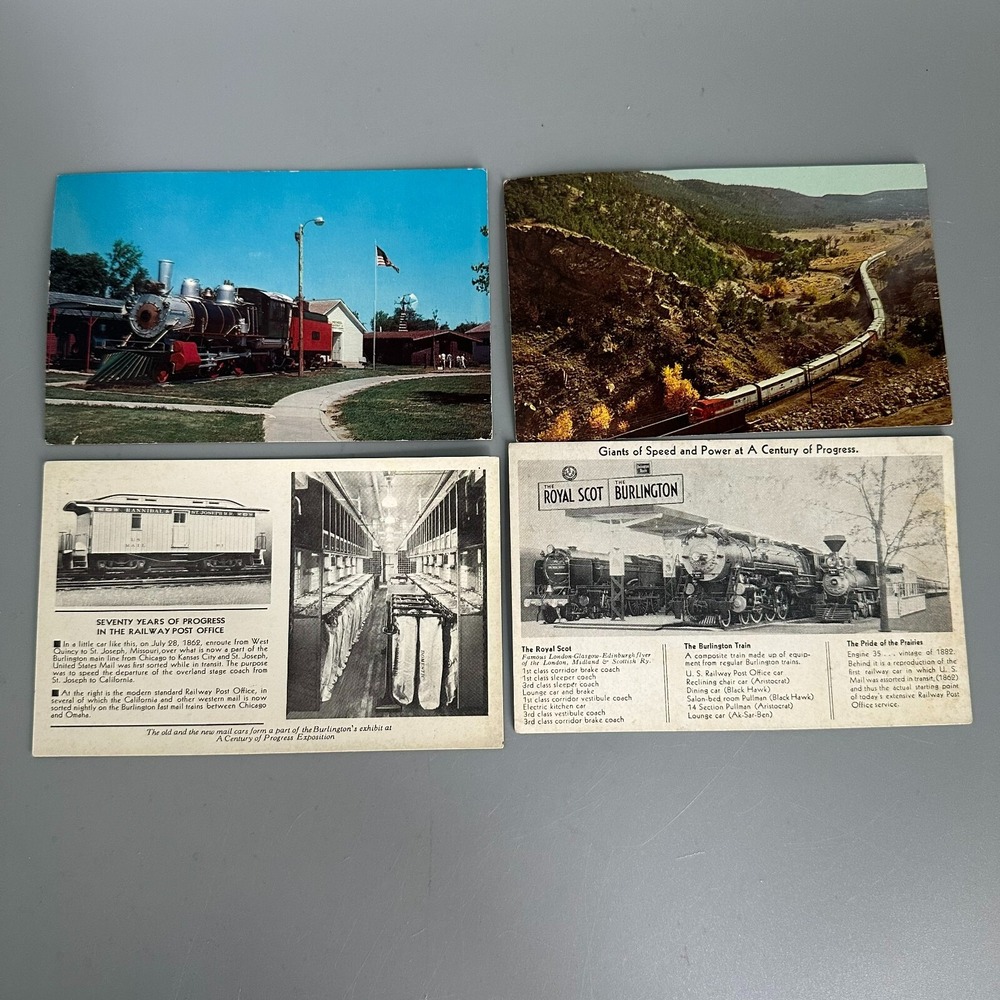 Vintage Railroad Postcards Lot 4 Burlington Route Santa Fe Baldwin Locomotive